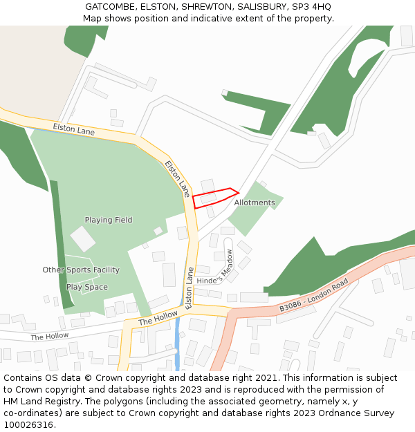 GATCOMBE, ELSTON, SHREWTON, SALISBURY, SP3 4HQ: Location map and indicative extent of plot