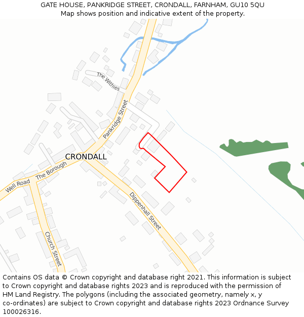 GATE HOUSE, PANKRIDGE STREET, CRONDALL, FARNHAM, GU10 5QU: Location map and indicative extent of plot