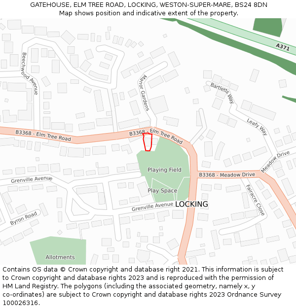 GATEHOUSE, ELM TREE ROAD, LOCKING, WESTON-SUPER-MARE, BS24 8DN: Location map and indicative extent of plot