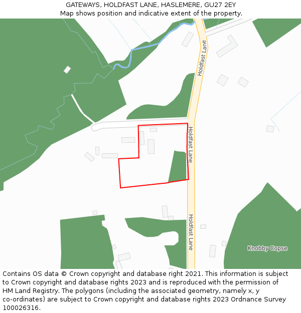 GATEWAYS, HOLDFAST LANE, HASLEMERE, GU27 2EY: Location map and indicative extent of plot