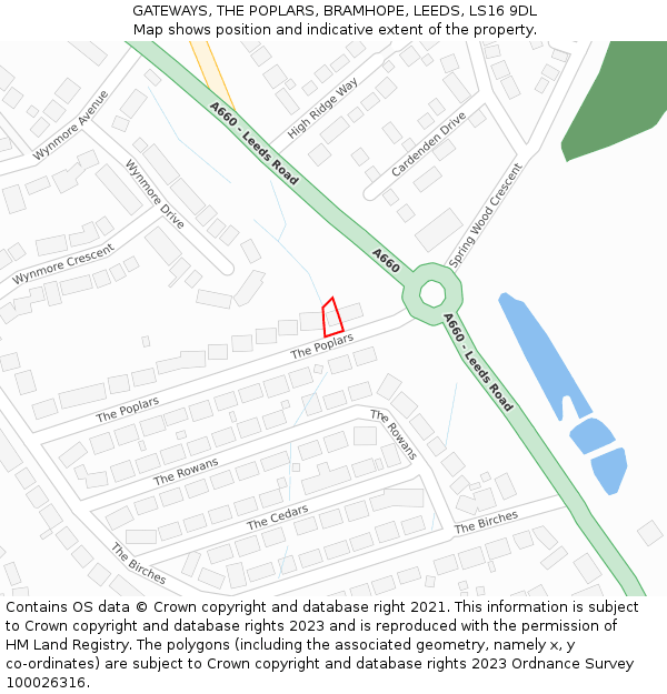 GATEWAYS, THE POPLARS, BRAMHOPE, LEEDS, LS16 9DL: Location map and indicative extent of plot