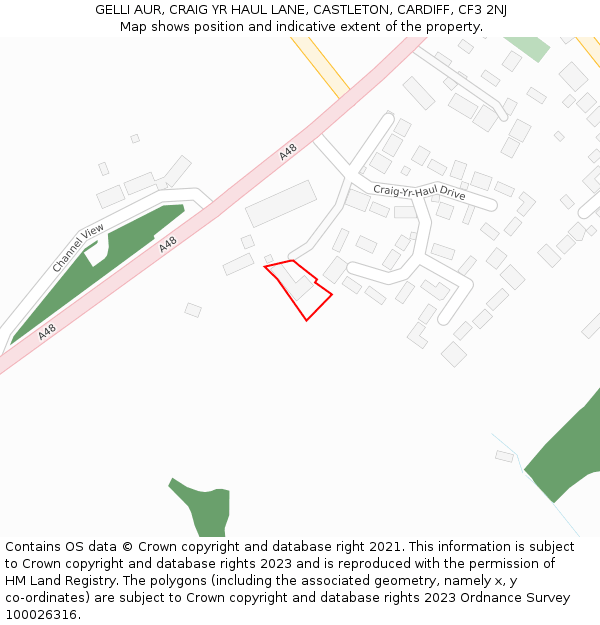 GELLI AUR, CRAIG YR HAUL LANE, CASTLETON, CARDIFF, CF3 2NJ: Location map and indicative extent of plot