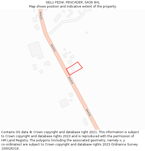 GELLI FEDW, PENCADER, SA39 9HL: Location map and indicative extent of plot