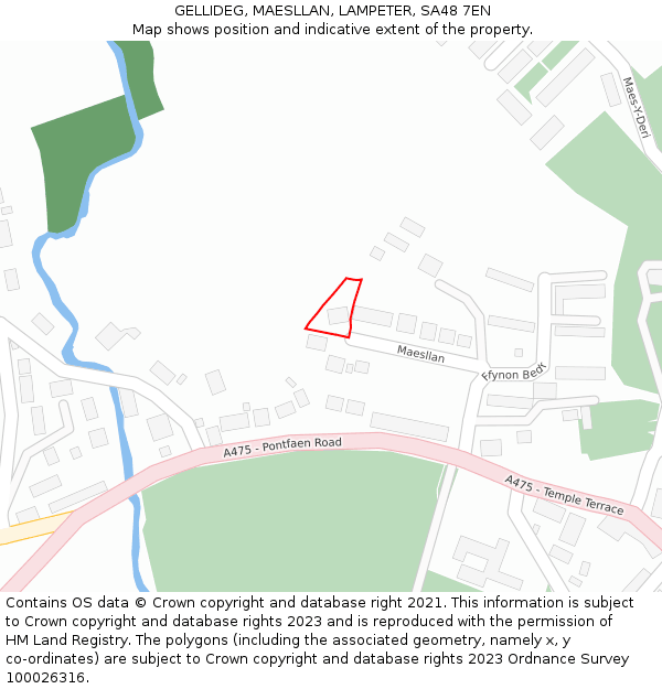 GELLIDEG, MAESLLAN, LAMPETER, SA48 7EN: Location map and indicative extent of plot