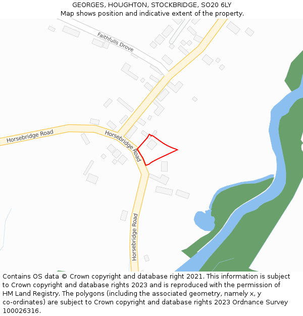 GEORGES, HOUGHTON, STOCKBRIDGE, SO20 6LY: Location map and indicative extent of plot