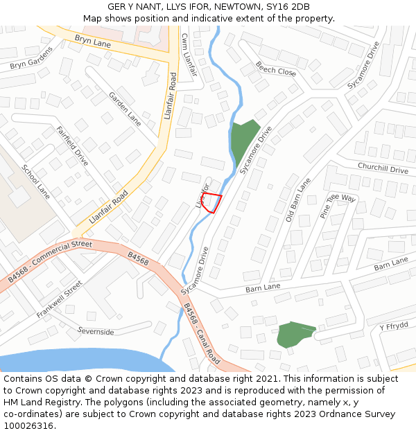 GER Y NANT, LLYS IFOR, NEWTOWN, SY16 2DB: Location map and indicative extent of plot