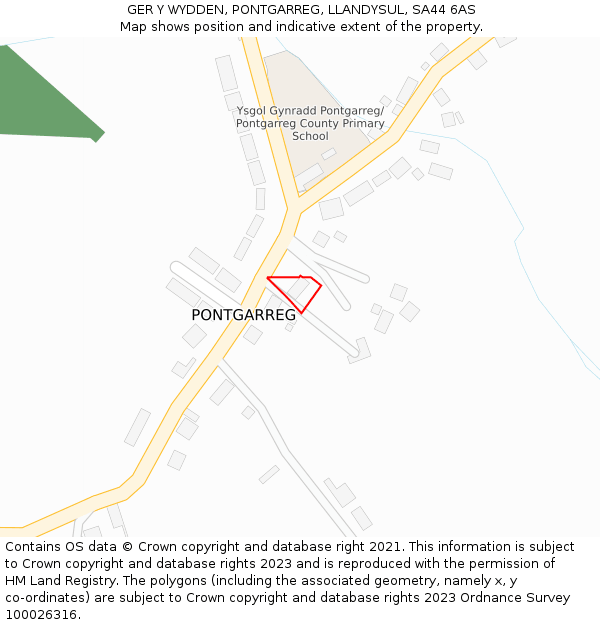 GER Y WYDDEN, PONTGARREG, LLANDYSUL, SA44 6AS: Location map and indicative extent of plot