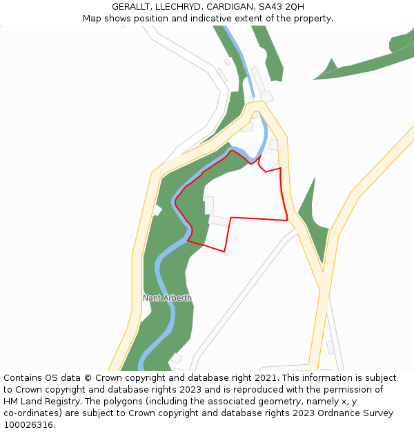 GERALLT, LLECHRYD, CARDIGAN, SA43 2QH: Location map and indicative extent of plot