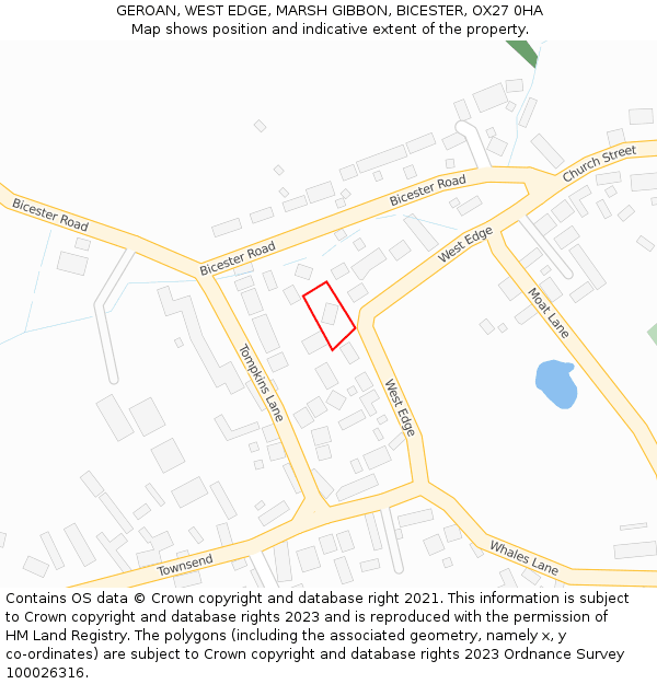 GEROAN, WEST EDGE, MARSH GIBBON, BICESTER, OX27 0HA: Location map and indicative extent of plot