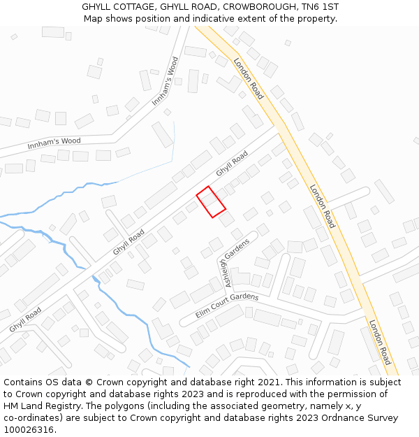 GHYLL COTTAGE, GHYLL ROAD, CROWBOROUGH, TN6 1ST: Location map and indicative extent of plot