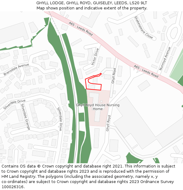 GHYLL LODGE, GHYLL ROYD, GUISELEY, LEEDS, LS20 9LT: Location map and indicative extent of plot