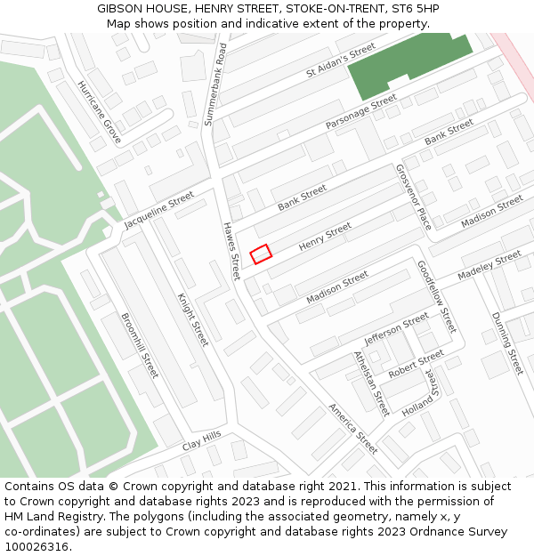 GIBSON HOUSE, HENRY STREET, STOKE-ON-TRENT, ST6 5HP: Location map and indicative extent of plot