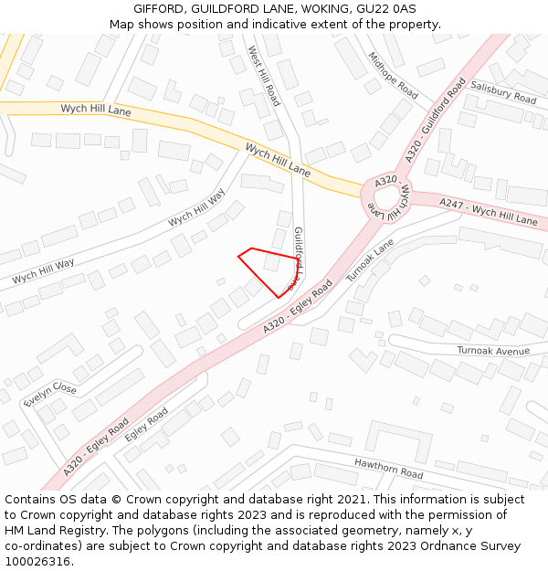 GIFFORD, GUILDFORD LANE, WOKING, GU22 0AS: Location map and indicative extent of plot