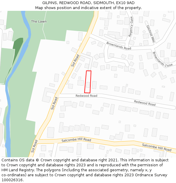 GILPINS, REDWOOD ROAD, SIDMOUTH, EX10 9AD: Location map and indicative extent of plot