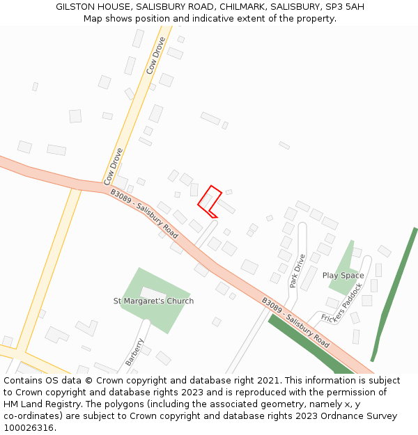 GILSTON HOUSE, SALISBURY ROAD, CHILMARK, SALISBURY, SP3 5AH: Location map and indicative extent of plot