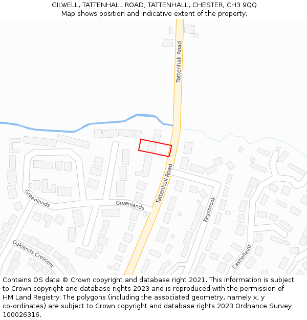 GILWELL, TATTENHALL ROAD, TATTENHALL, CHESTER, CH3 9QQ: Location map and indicative extent of plot