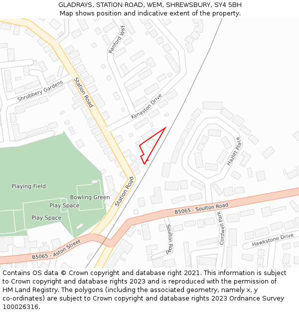 GLADRAYS, STATION ROAD, WEM, SHREWSBURY, SY4 5BH: Location map and indicative extent of plot