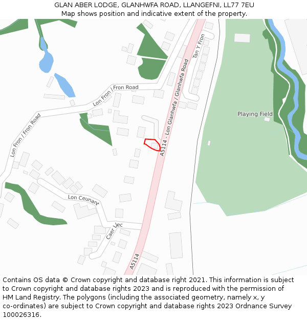 GLAN ABER LODGE, GLANHWFA ROAD, LLANGEFNI, LL77 7EU: Location map and indicative extent of plot