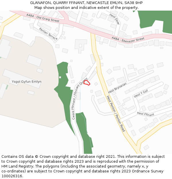 GLANAFON, QUARRY FFINANT, NEWCASTLE EMLYN, SA38 9HP: Location map and indicative extent of plot