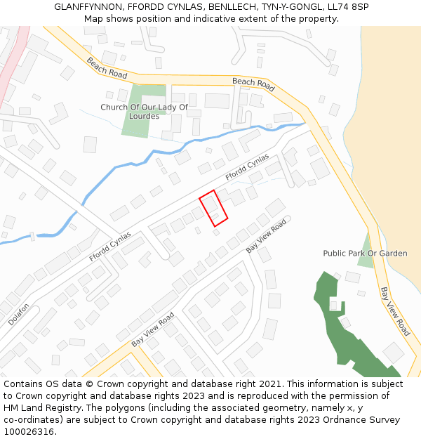 GLANFFYNNON, FFORDD CYNLAS, BENLLECH, TYN-Y-GONGL, LL74 8SP: Location map and indicative extent of plot