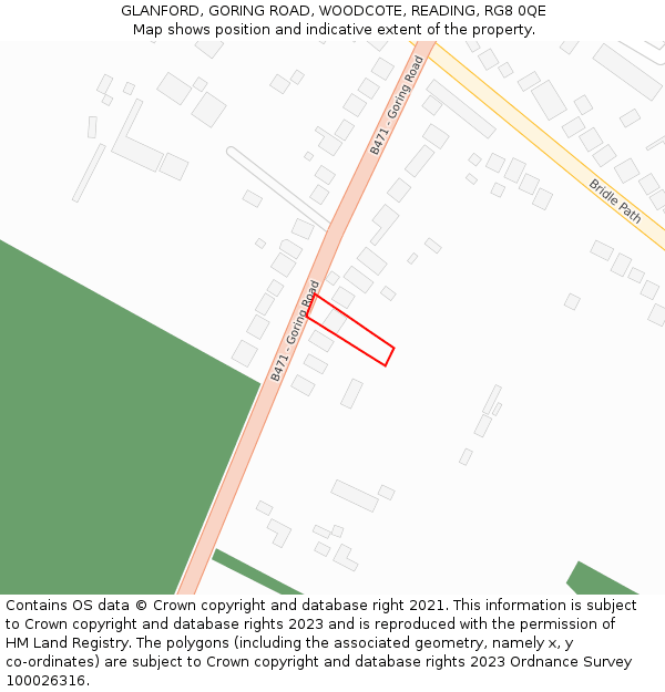 GLANFORD, GORING ROAD, WOODCOTE, READING, RG8 0QE: Location map and indicative extent of plot