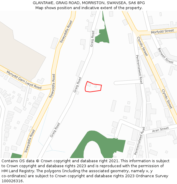 GLANTAWE, GRAIG ROAD, MORRISTON, SWANSEA, SA6 8PG: Location map and indicative extent of plot