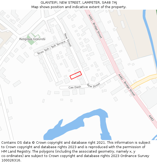 GLANTEIFI, NEW STREET, LAMPETER, SA48 7AJ: Location map and indicative extent of plot