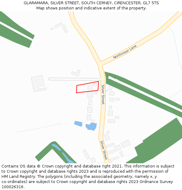 GLARAMARA, SILVER STREET, SOUTH CERNEY, CIRENCESTER, GL7 5TS: Location map and indicative extent of plot