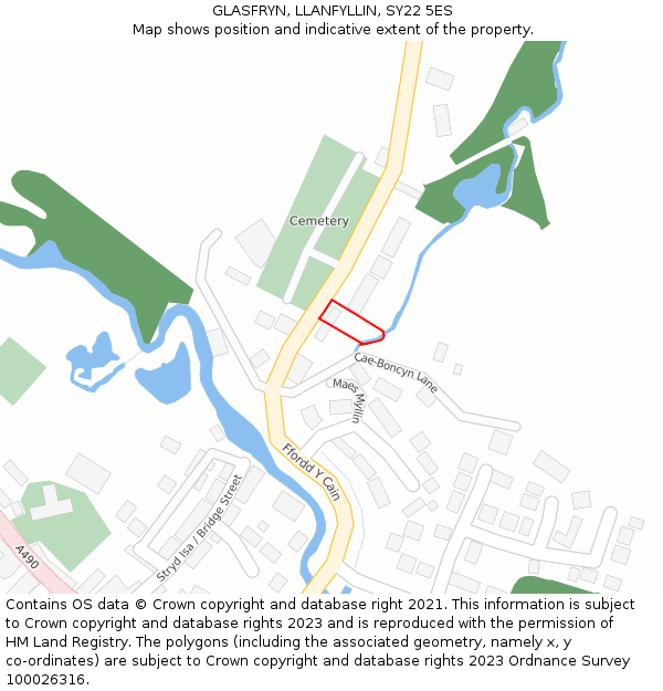 GLASFRYN, LLANFYLLIN, SY22 5ES: Location map and indicative extent of plot