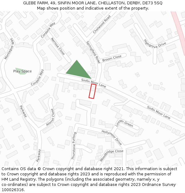 GLEBE FARM, 49, SINFIN MOOR LANE, CHELLASTON, DERBY, DE73 5SQ: Location map and indicative extent of plot