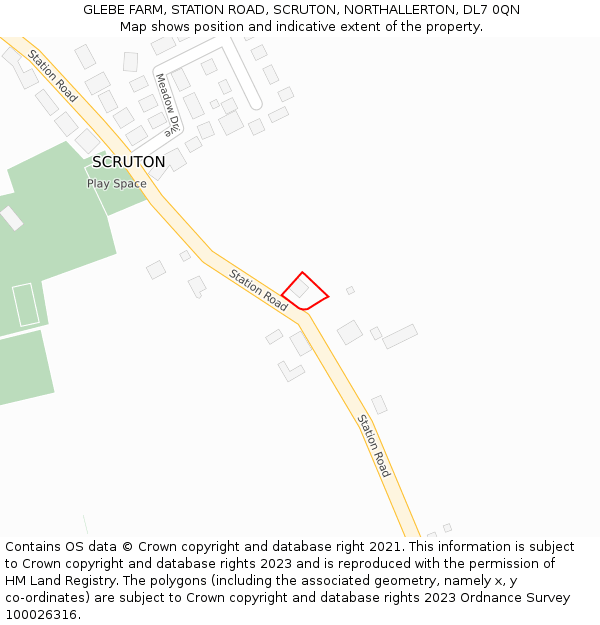 GLEBE FARM, STATION ROAD, SCRUTON, NORTHALLERTON, DL7 0QN: Location map and indicative extent of plot