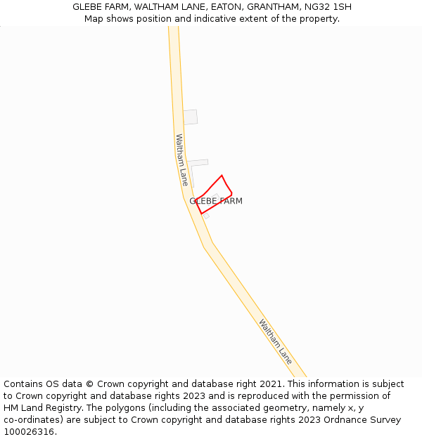 GLEBE FARM, WALTHAM LANE, EATON, GRANTHAM, NG32 1SH: Location map and indicative extent of plot