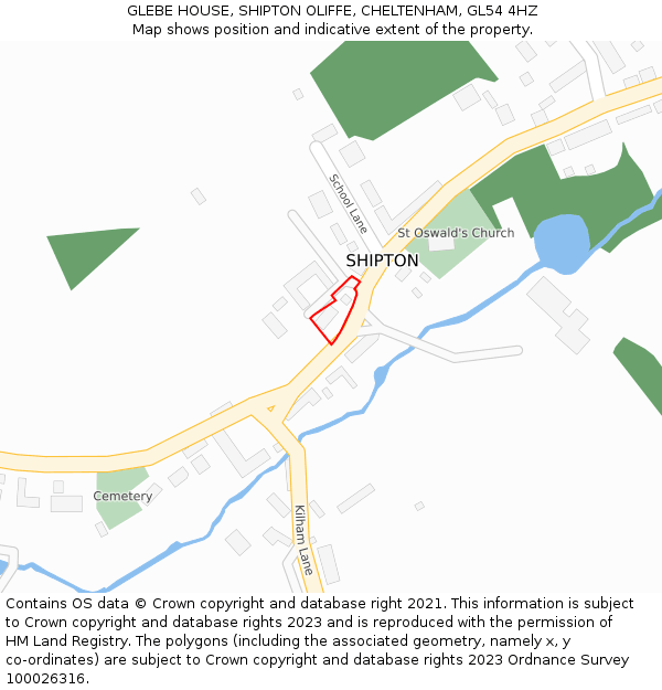 GLEBE HOUSE, SHIPTON OLIFFE, CHELTENHAM, GL54 4HZ: Location map and indicative extent of plot