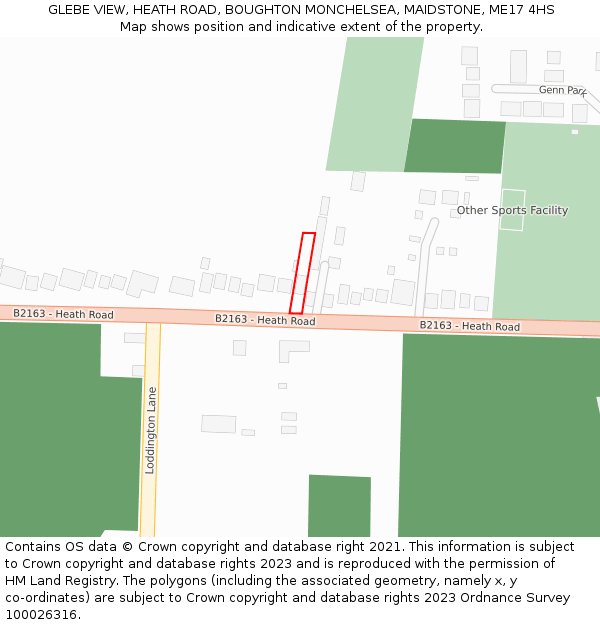 GLEBE VIEW, HEATH ROAD, BOUGHTON MONCHELSEA, MAIDSTONE, ME17 4HS: Location map and indicative extent of plot
