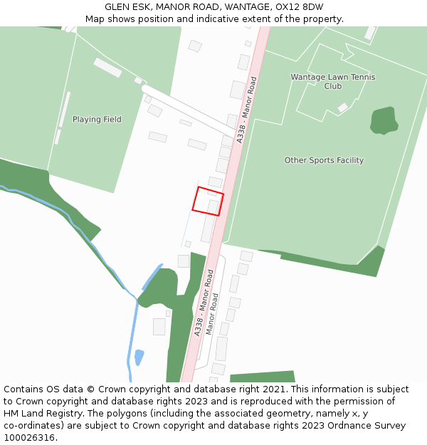 GLEN ESK, MANOR ROAD, WANTAGE, OX12 8DW: Location map and indicative extent of plot