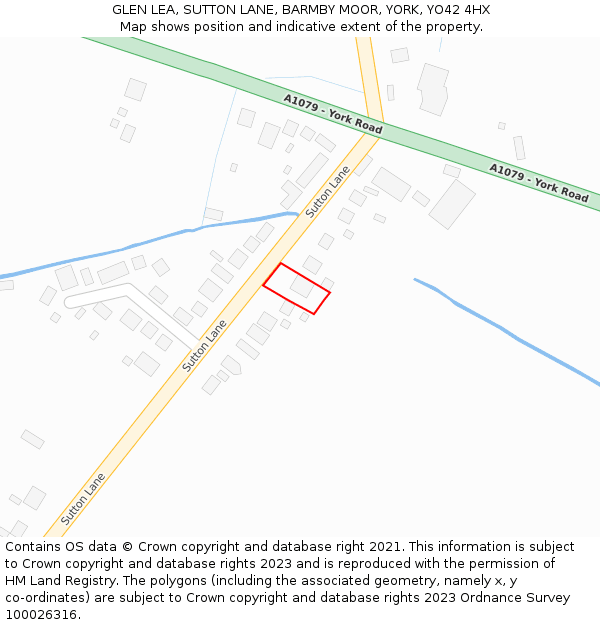 GLEN LEA, SUTTON LANE, BARMBY MOOR, YORK, YO42 4HX: Location map and indicative extent of plot