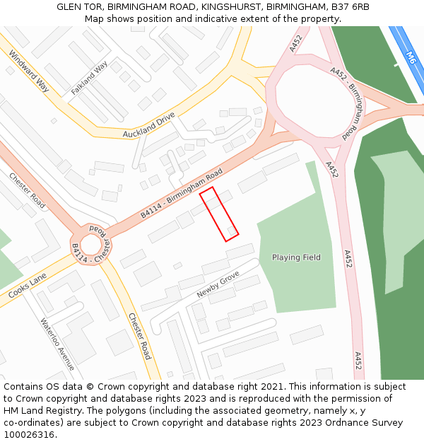 GLEN TOR, BIRMINGHAM ROAD, KINGSHURST, BIRMINGHAM, B37 6RB: Location map and indicative extent of plot