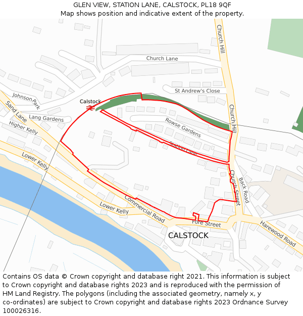 GLEN VIEW, STATION LANE, CALSTOCK, PL18 9QF: Location map and indicative extent of plot