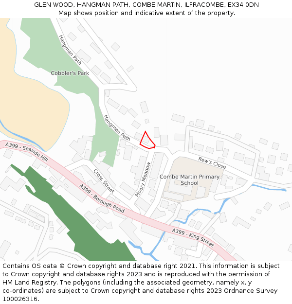 GLEN WOOD, HANGMAN PATH, COMBE MARTIN, ILFRACOMBE, EX34 0DN: Location map and indicative extent of plot
