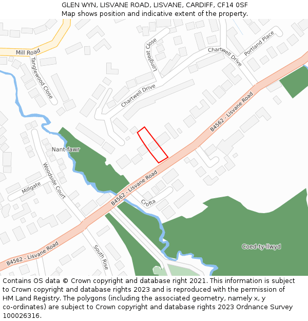 GLEN WYN, LISVANE ROAD, LISVANE, CARDIFF, CF14 0SF: Location map and indicative extent of plot