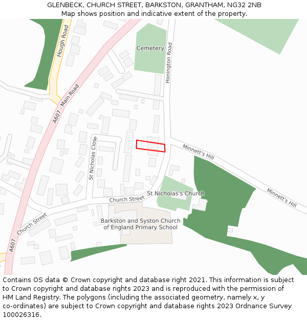 GLENBECK, CHURCH STREET, BARKSTON, GRANTHAM, NG32 2NB: Location map and indicative extent of plot