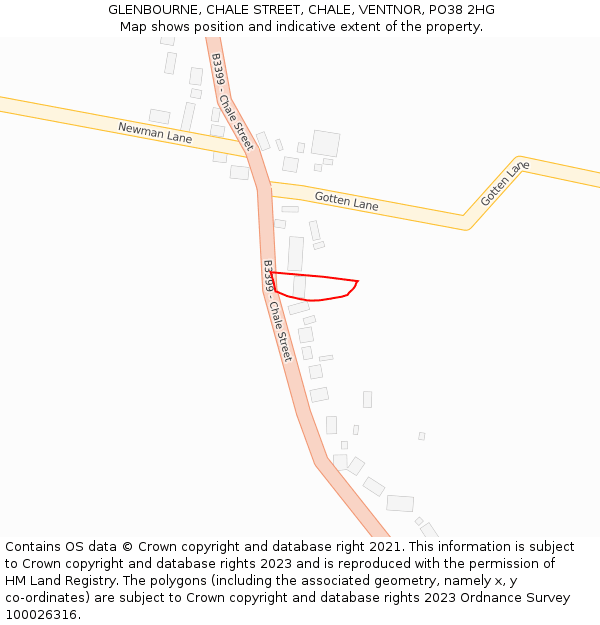 GLENBOURNE, CHALE STREET, CHALE, VENTNOR, PO38 2HG: Location map and indicative extent of plot