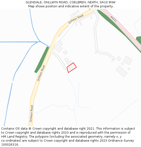 GLENDALE, ONLLWYN ROAD, COELBREN, NEATH, SA10 9NW: Location map and indicative extent of plot