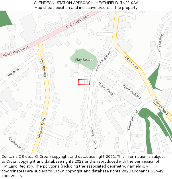 GLENDEAN, STATION APPROACH, HEATHFIELD, TN21 0AA: Location map and indicative extent of plot