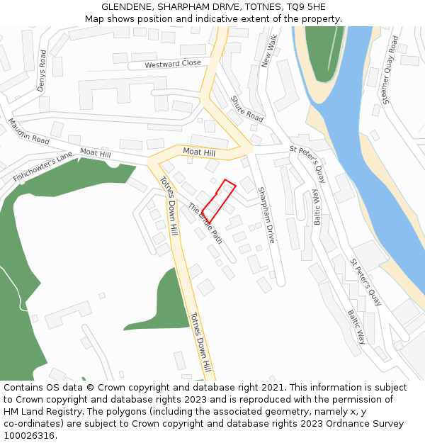 GLENDENE, SHARPHAM DRIVE, TOTNES, TQ9 5HE: Location map and indicative extent of plot