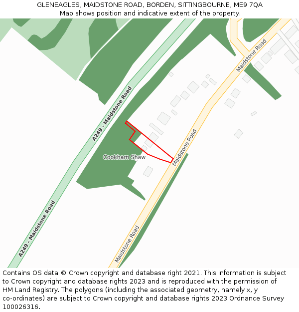 GLENEAGLES, MAIDSTONE ROAD, BORDEN, SITTINGBOURNE, ME9 7QA: Location map and indicative extent of plot