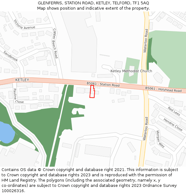 GLENFERRIS, STATION ROAD, KETLEY, TELFORD, TF1 5AQ: Location map and indicative extent of plot