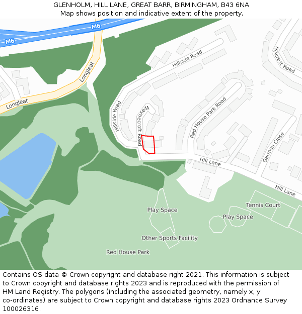 GLENHOLM, HILL LANE, GREAT BARR, BIRMINGHAM, B43 6NA: Location map and indicative extent of plot