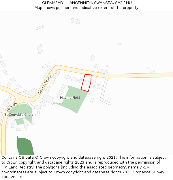 GLENMEAD, LLANGENNITH, SWANSEA, SA3 1HU: Location map and indicative extent of plot