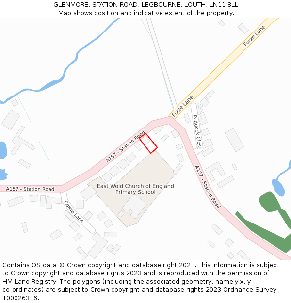 GLENMORE, STATION ROAD, LEGBOURNE, LOUTH, LN11 8LL: Location map and indicative extent of plot